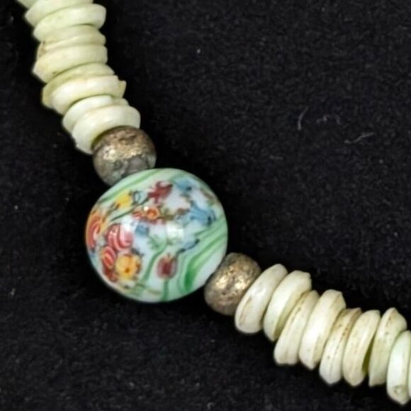 V. Puka Shell & Millefiori Beaded Necklace - Picture 2 of 7